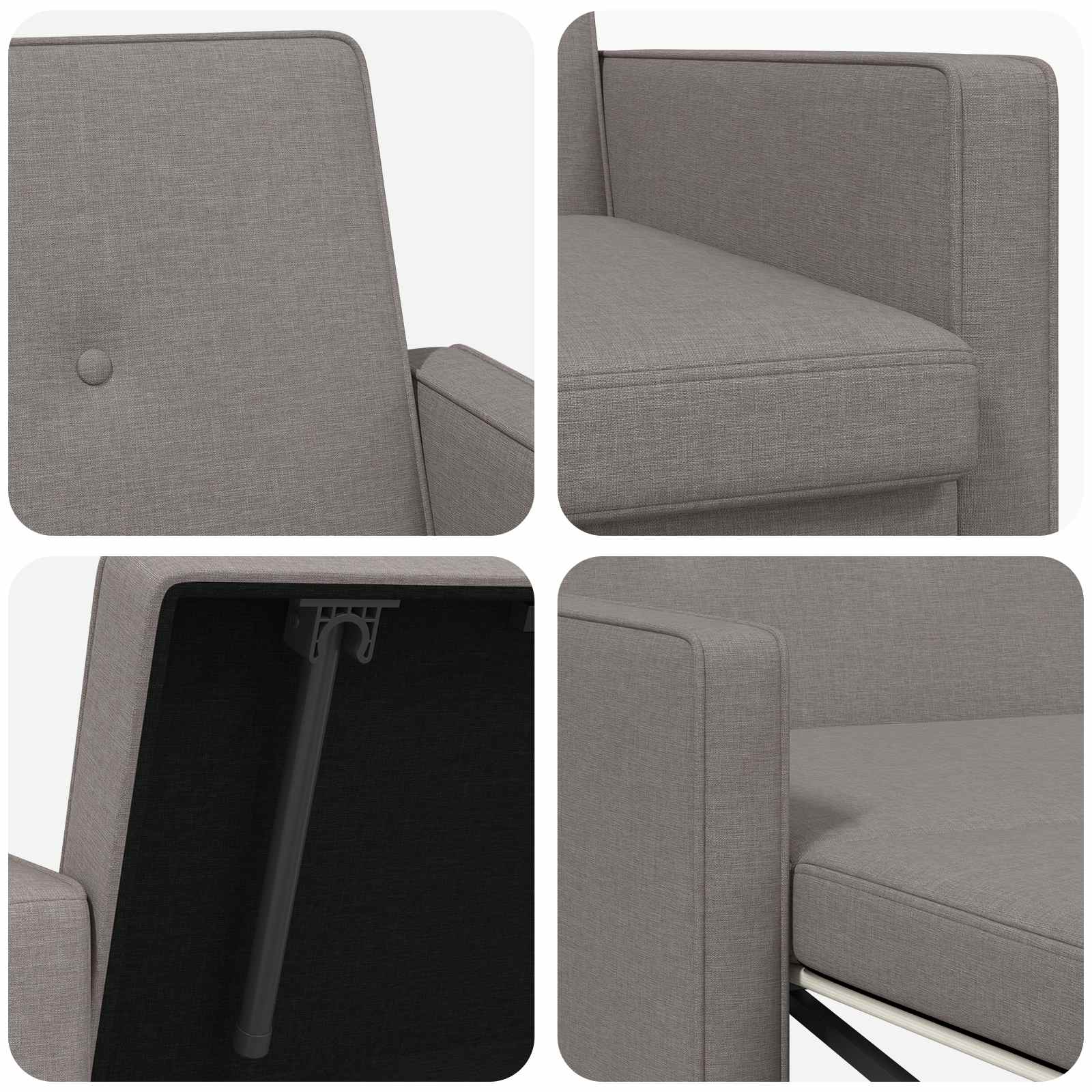 Schlafsofa Ausziehbar Taupe Stoff