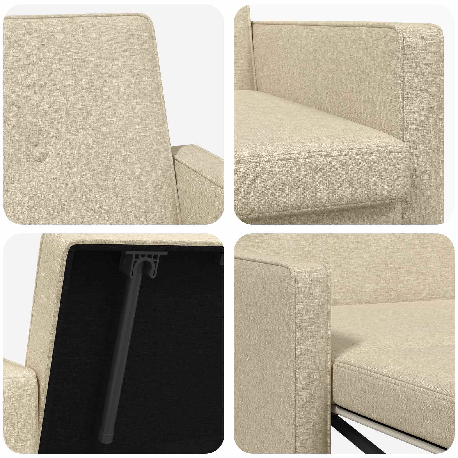 Schlafsofa Ausziehbar Creme Stoff