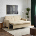 Schlafsofa Ausziehbar Creme Stoff