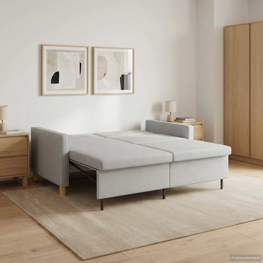Schlafsofa Ausziehbar Creme Stoff