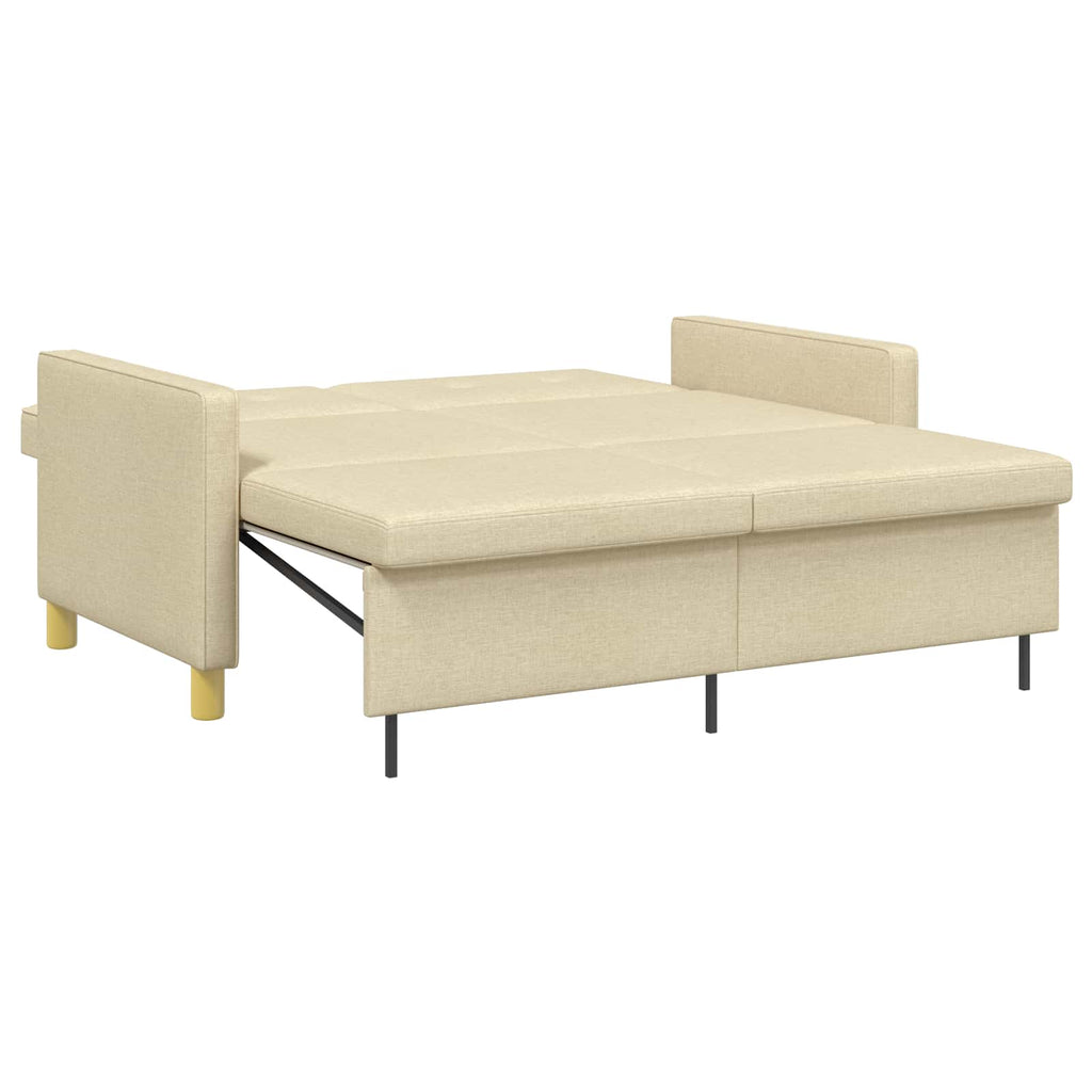 Schlafsofa Ausziehbar Creme Stoff