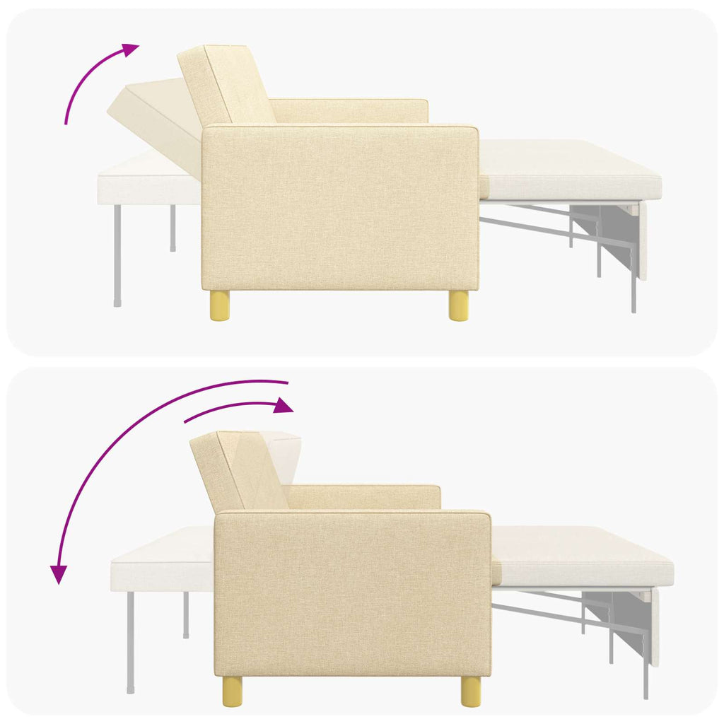 Schlafsofa Ausziehbar Creme Stoff