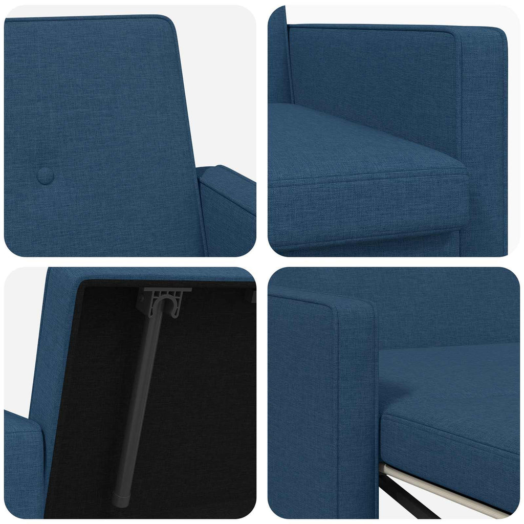 Schlafsofa Ausziehbar Blau Stoff