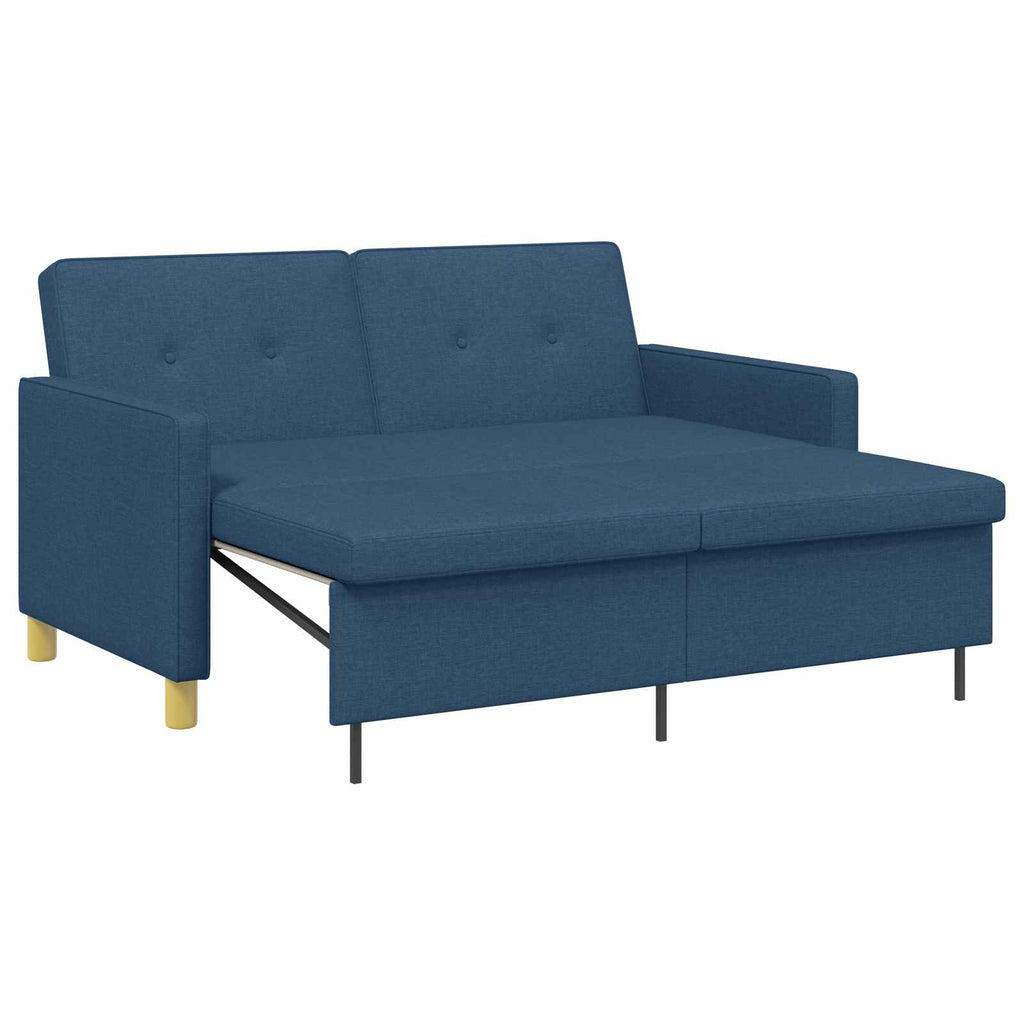 Schlafsofa Ausziehbar Blau Stoff