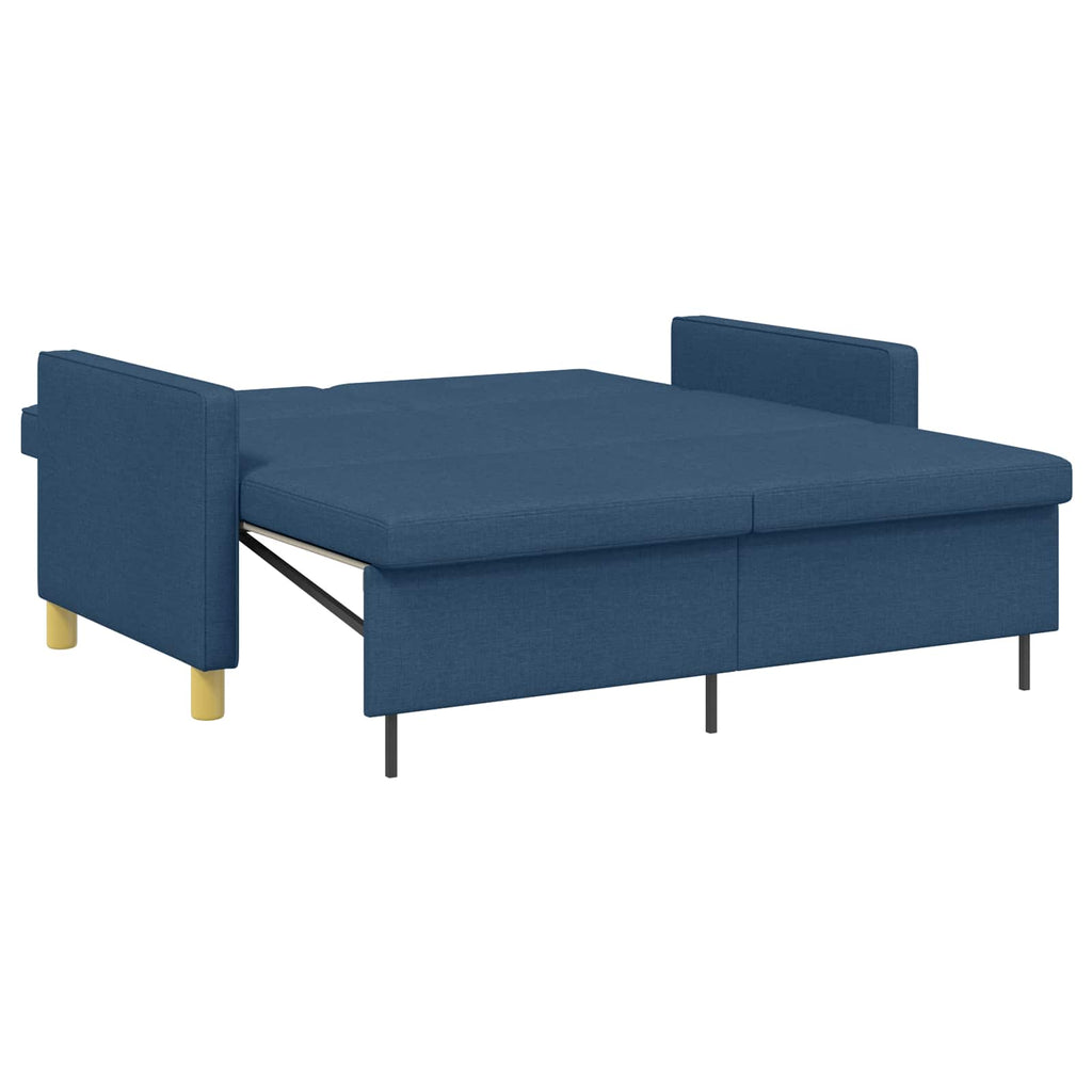 Schlafsofa Ausziehbar Blau Stoff