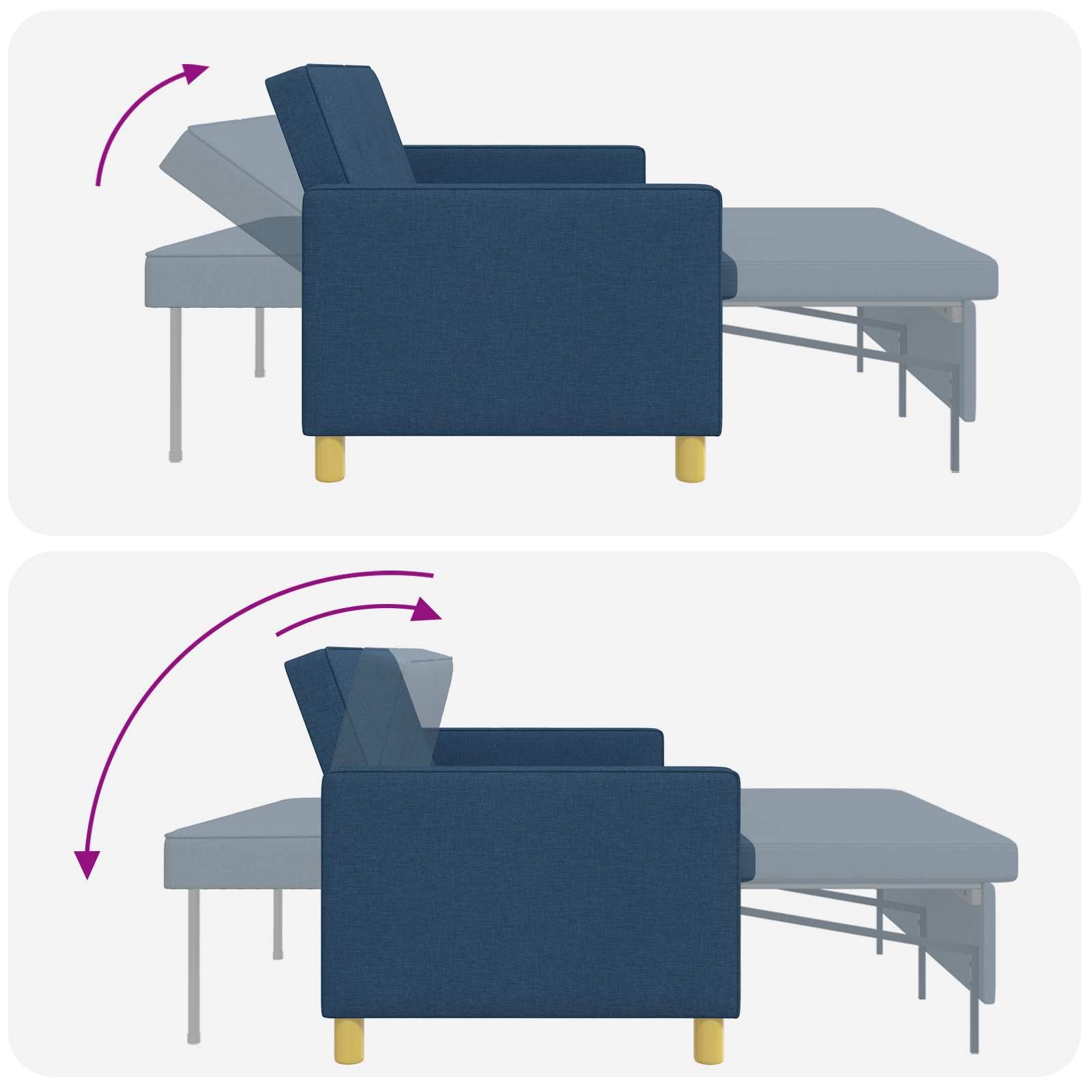 Schlafsofa Ausziehbar Blau Stoff