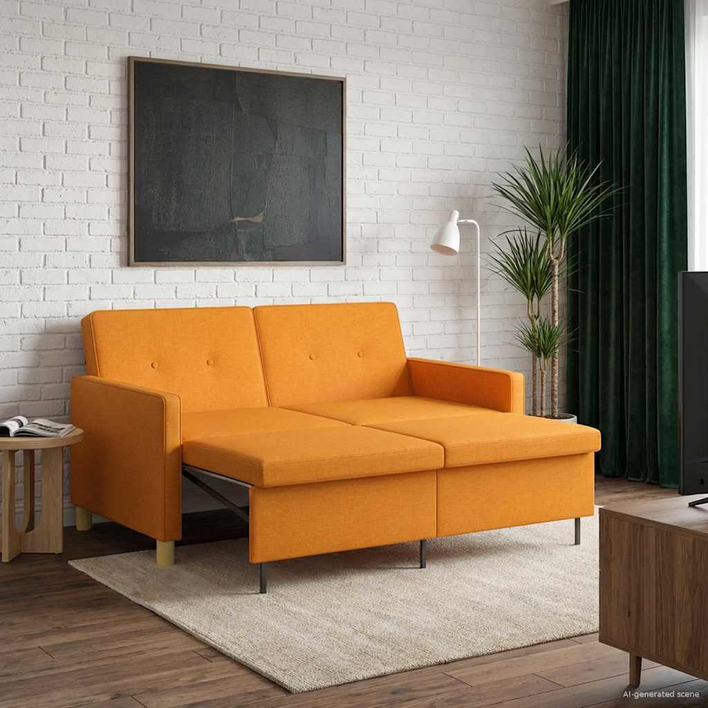 Schlafsofa Ausziehbar Dunkelgelb Stoff