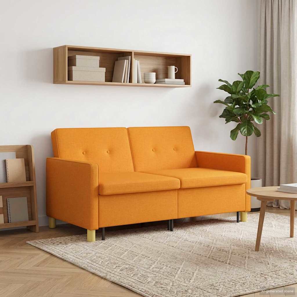Schlafsofa Ausziehbar Dunkelgelb Stoff