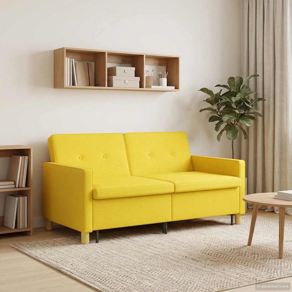Schlafsofa Ausziehbar Helles Gelb Stoff