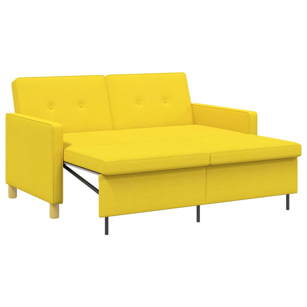 Schlafsofa Ausziehbar Helles Gelb Stoff