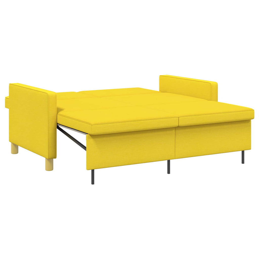 Schlafsofa Ausziehbar Helles Gelb Stoff