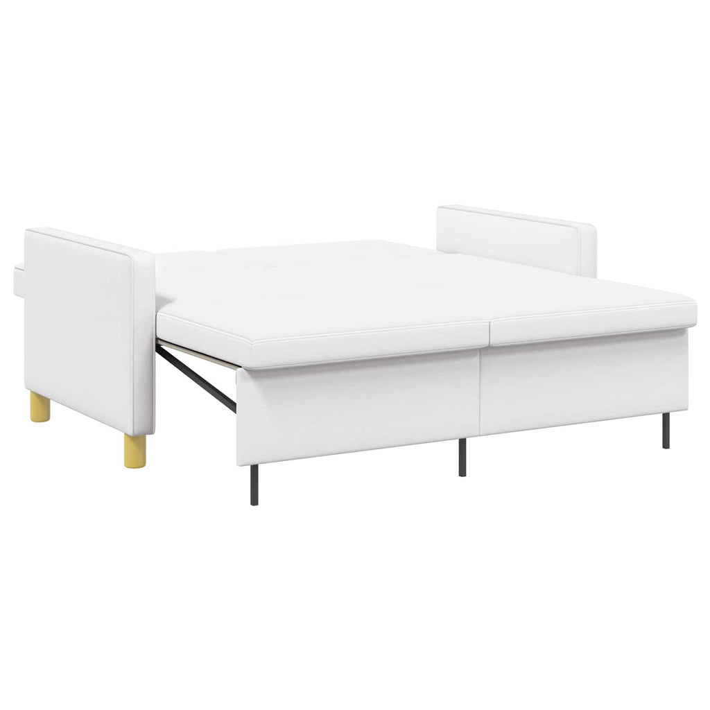 Schlafsofa Ausziehbar Weiß Stoff