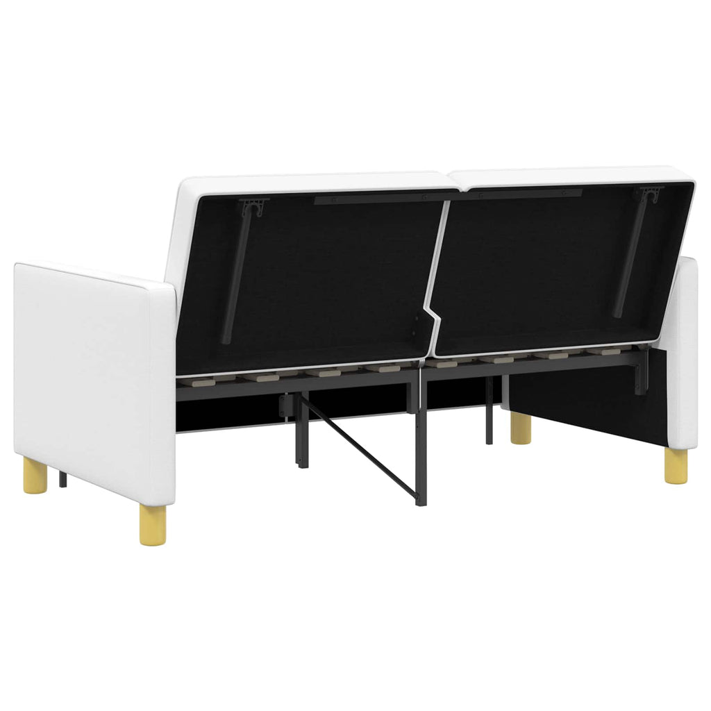 Schlafsofa Ausziehbar Weiß Stoff