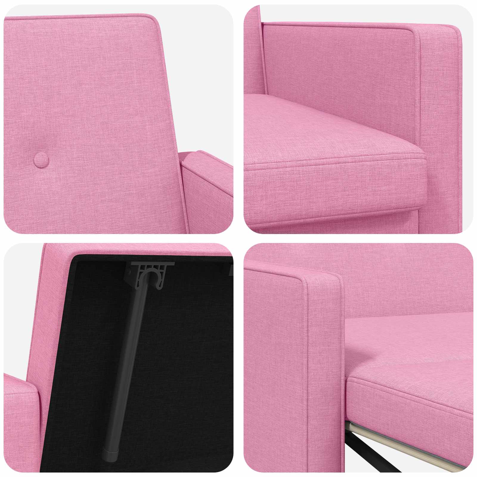 Schlafsofa Ausziehbar Rosa Stoff