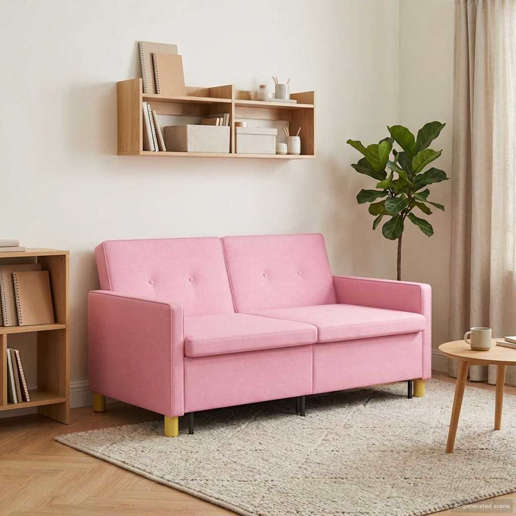 Schlafsofa Ausziehbar Rosa Stoff