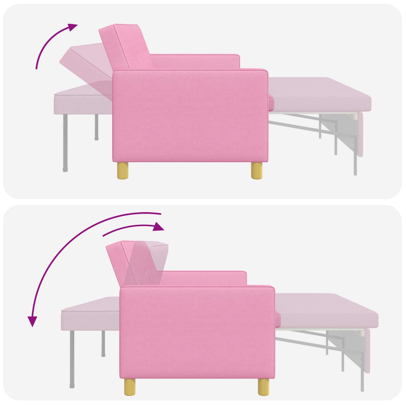 Schlafsofa Ausziehbar Rosa Stoff