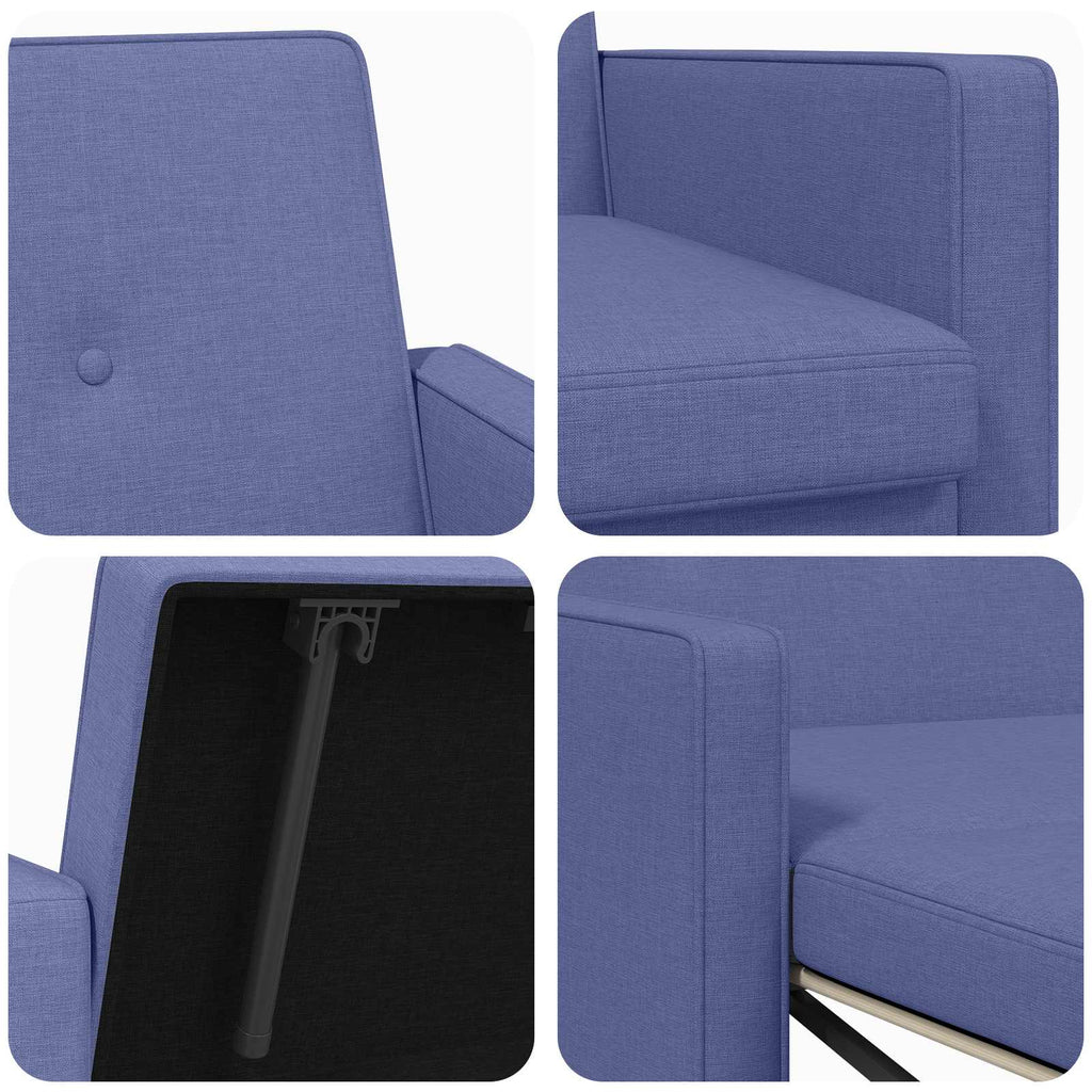 Schlafsofa Ausziehbar Jeans blau Stoff