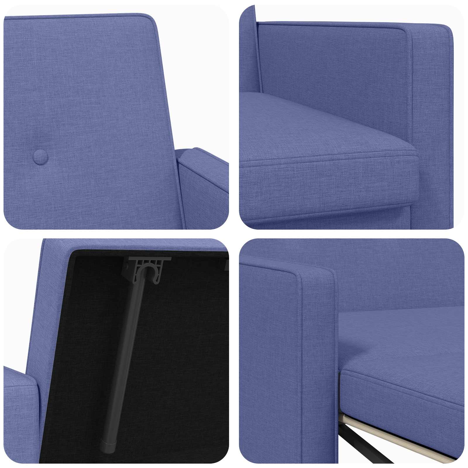 Schlafsofa Ausziehbar Jeans blau Stoff