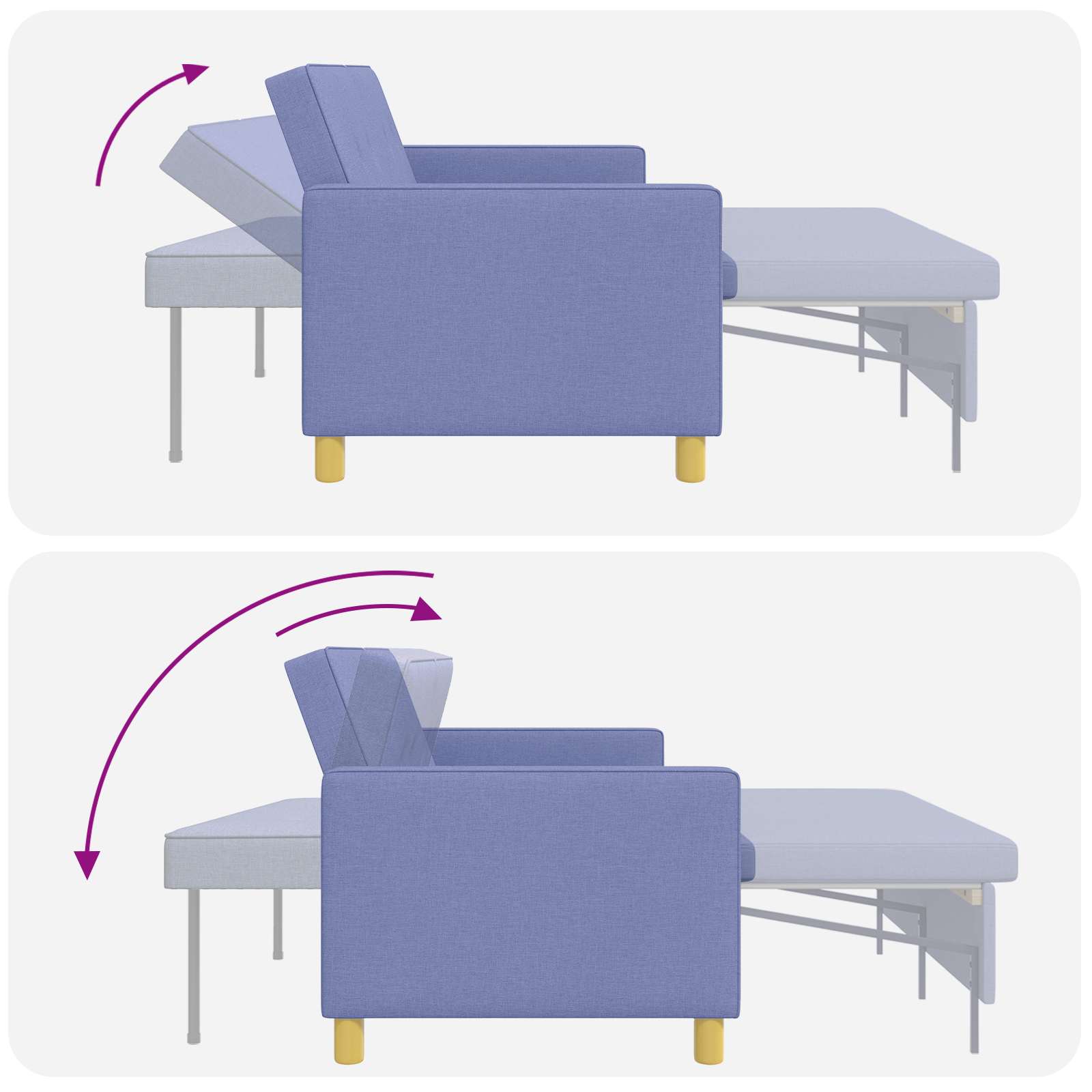 Schlafsofa Ausziehbar Jeans blau Stoff