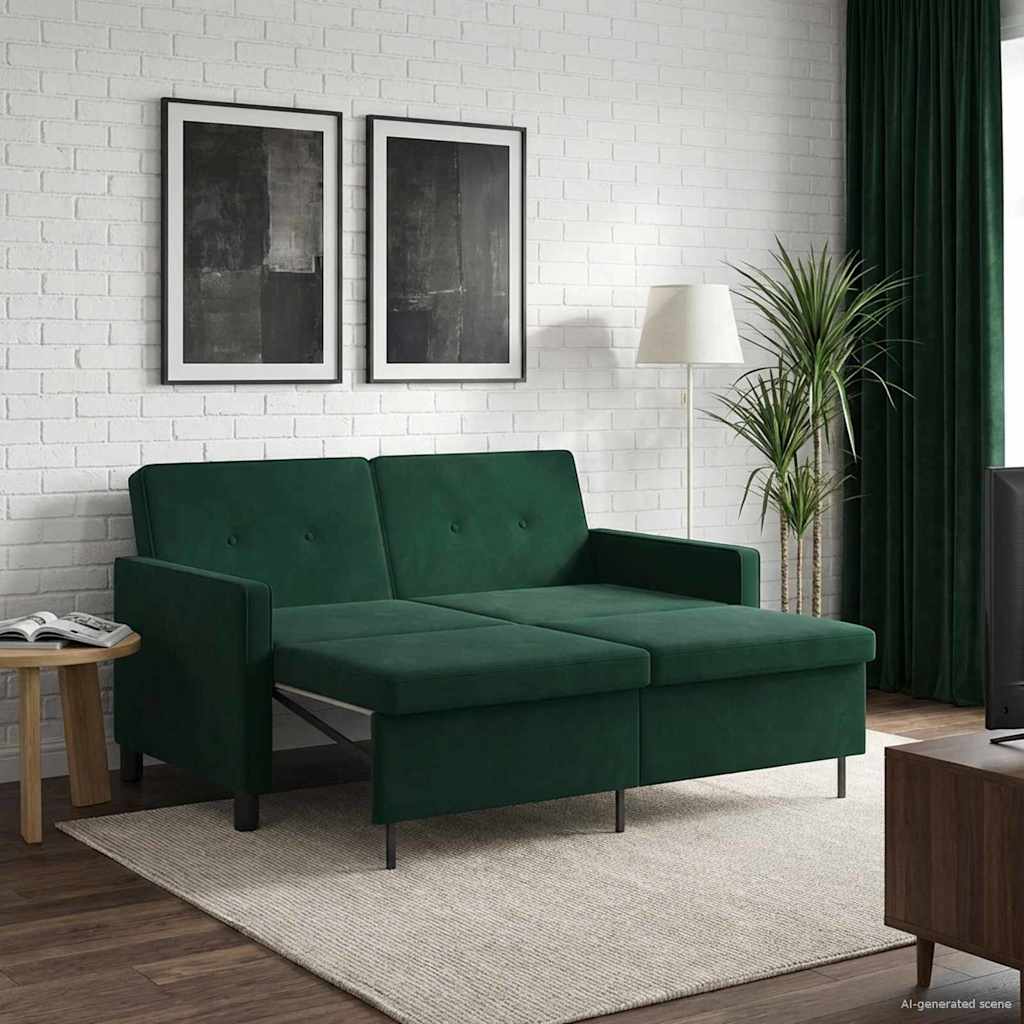 Schlafsofa Dunkelgrün Stoff