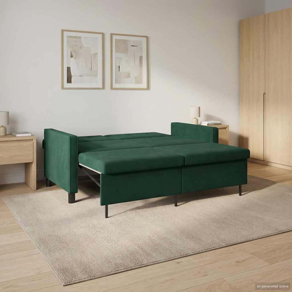 Schlafsofa Dunkelgrün Stoff