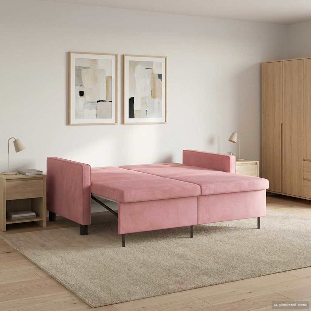 Schlafsofa Rosa Stoff
