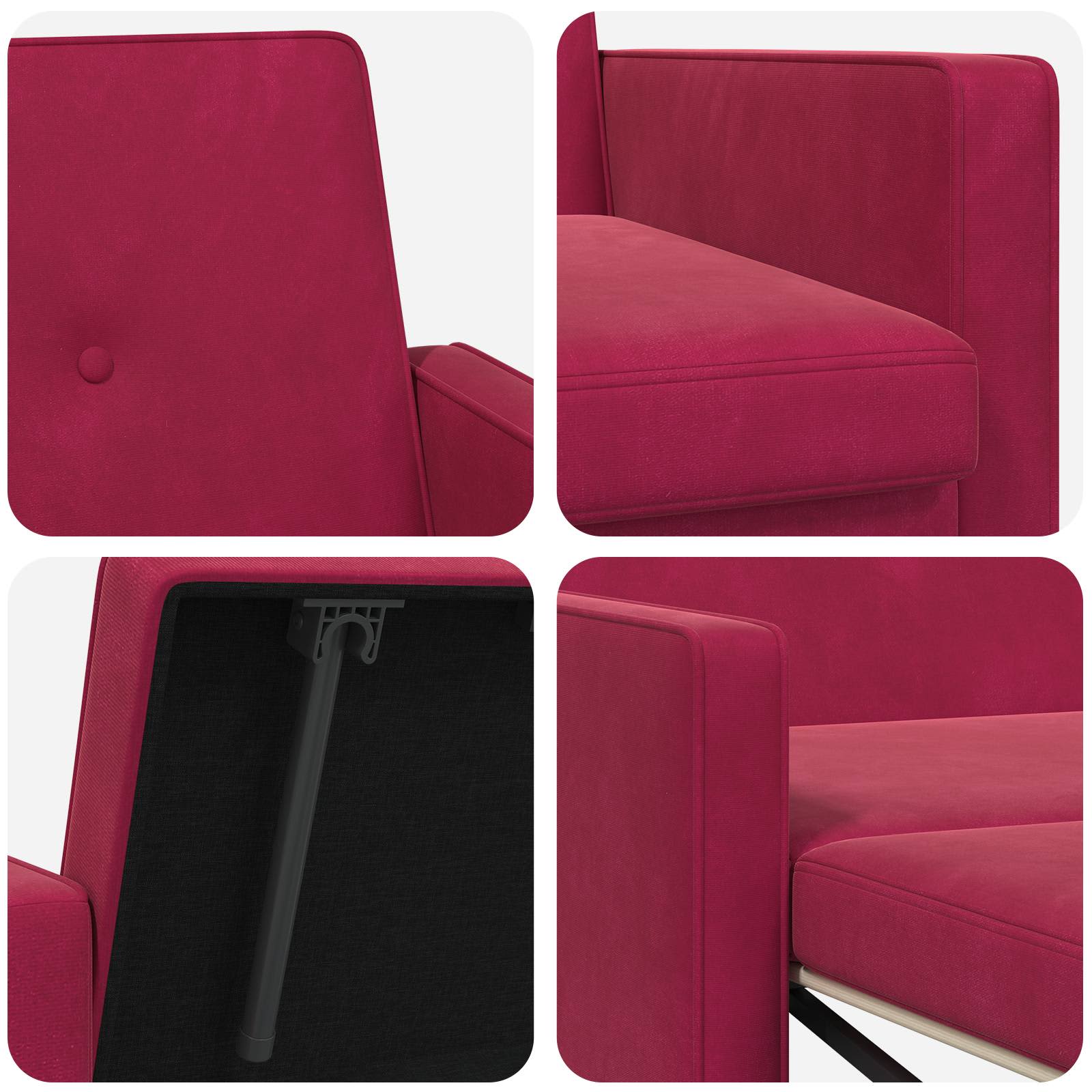 Schlafsofa Weinrot Stoff