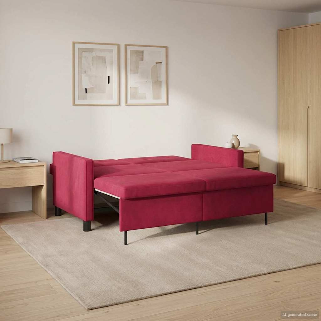 Schlafsofa Weinrot Stoff