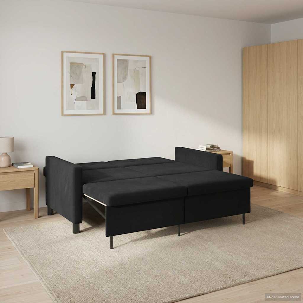 Schlafsofa Schwarz Stoff