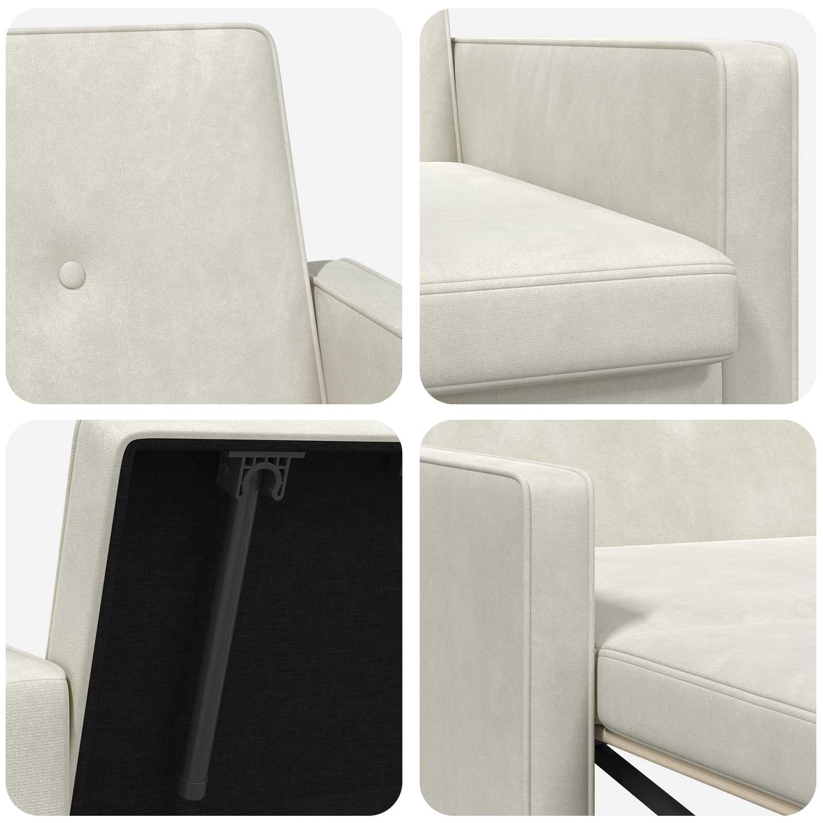 Schlafsofa Creme Stoff