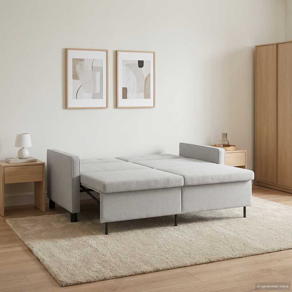 Schlafsofa Creme Stoff