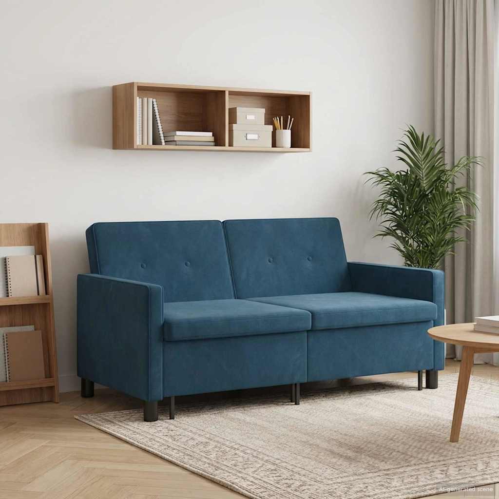 Schlafsofa Blau Stoff