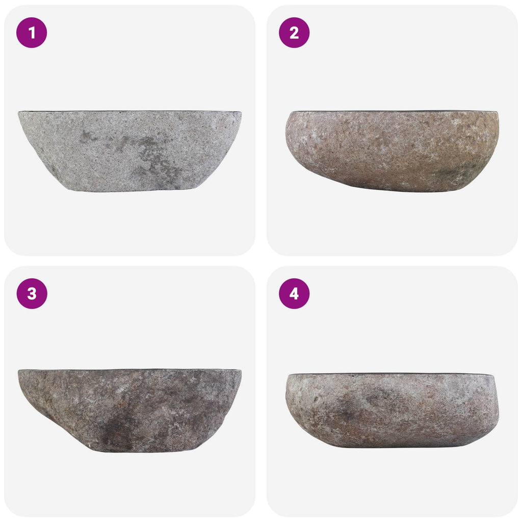 Waschbecken Oval Grau (32-37) x (27-30) x 12 cm Flussstein