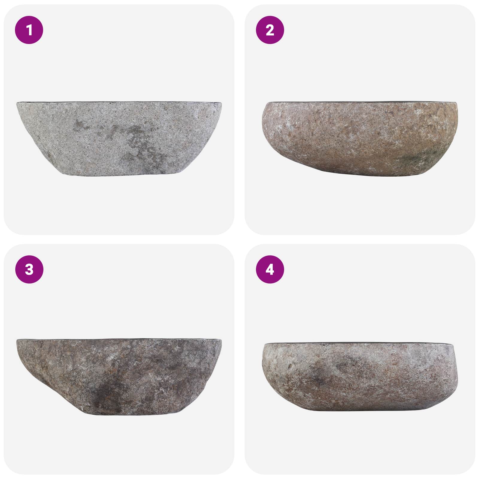 Waschbecken Oval Grau (32-37) x (27-30) x 12 cm Flussstein