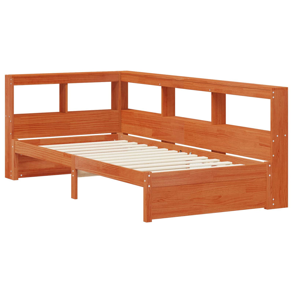 Bücherregal-Bett mit Kopfteil mit Speicher Massivholz Kiefer