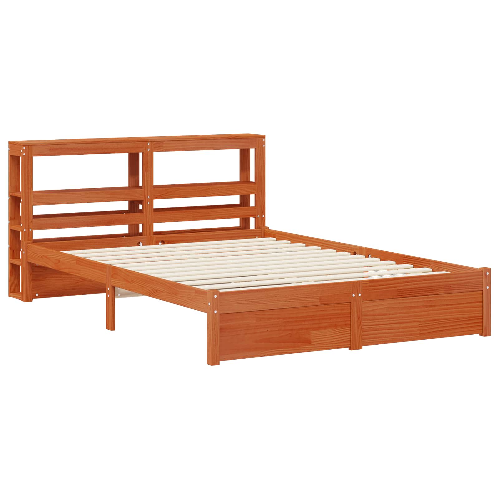 Bettrahmen mit Kopfteil Wachsbraun Massivholz Kiefer
