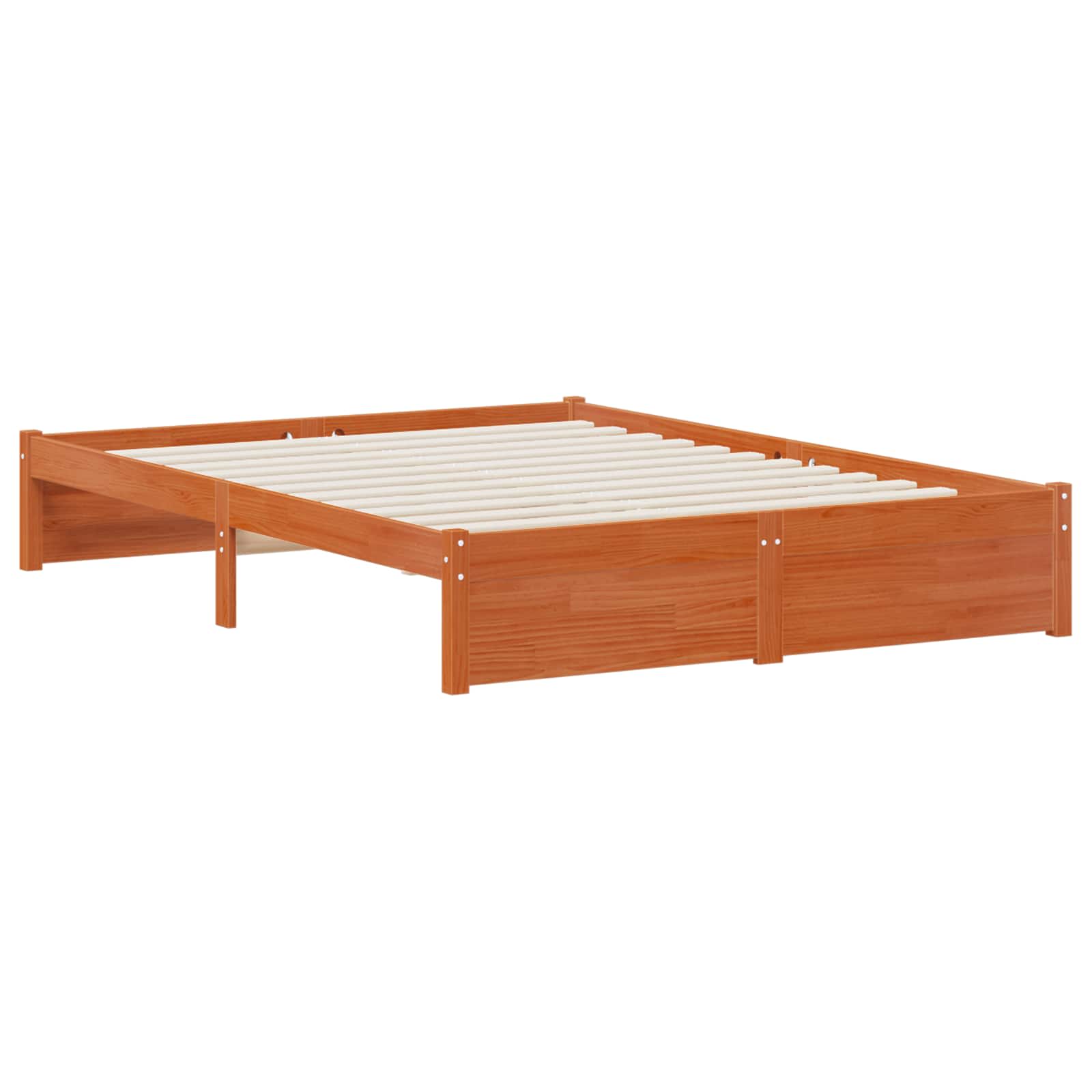 Bettgestell mit Aufbewahrungskopfteil Wachsbraun 140 x 190 cm