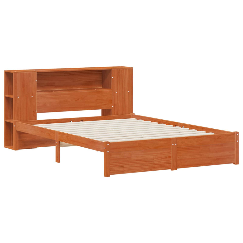 Bettgestell mit Aufbewahrungskopfteil Wachsbraun 140 x 190 cm