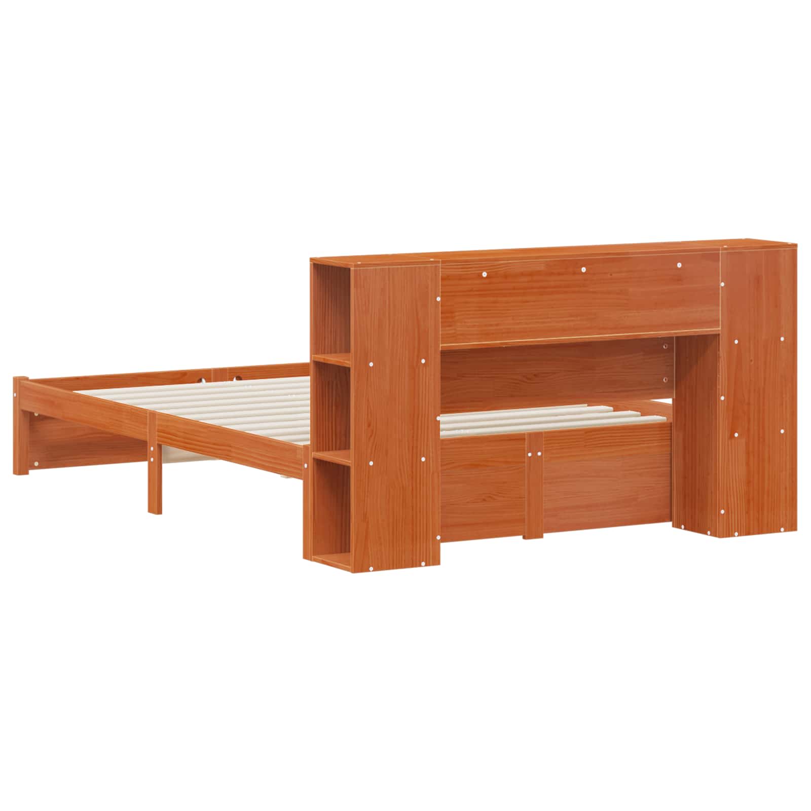Bettgestell mit Aufbewahrungskopfteil Wachsbraun 140 x 190 cm