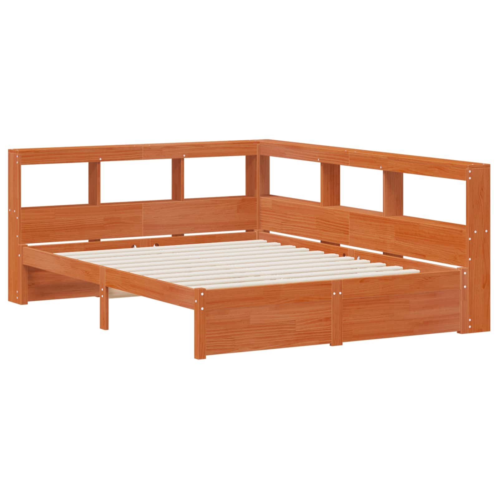 Bücherregal-Bett mit Kopfteil mit Speicher Massivholz Kiefer