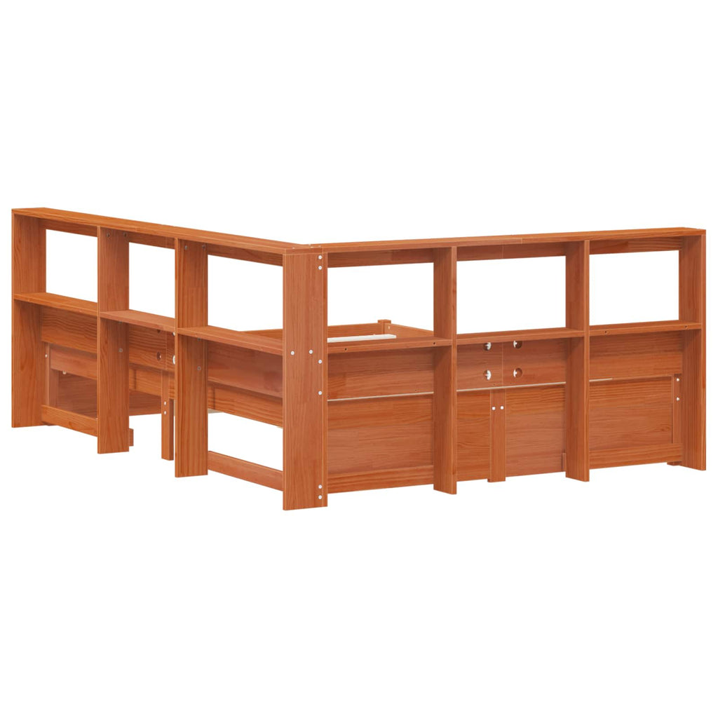 Bücherregal-Bett mit Kopfteil mit Speicher Massivholz Kiefer