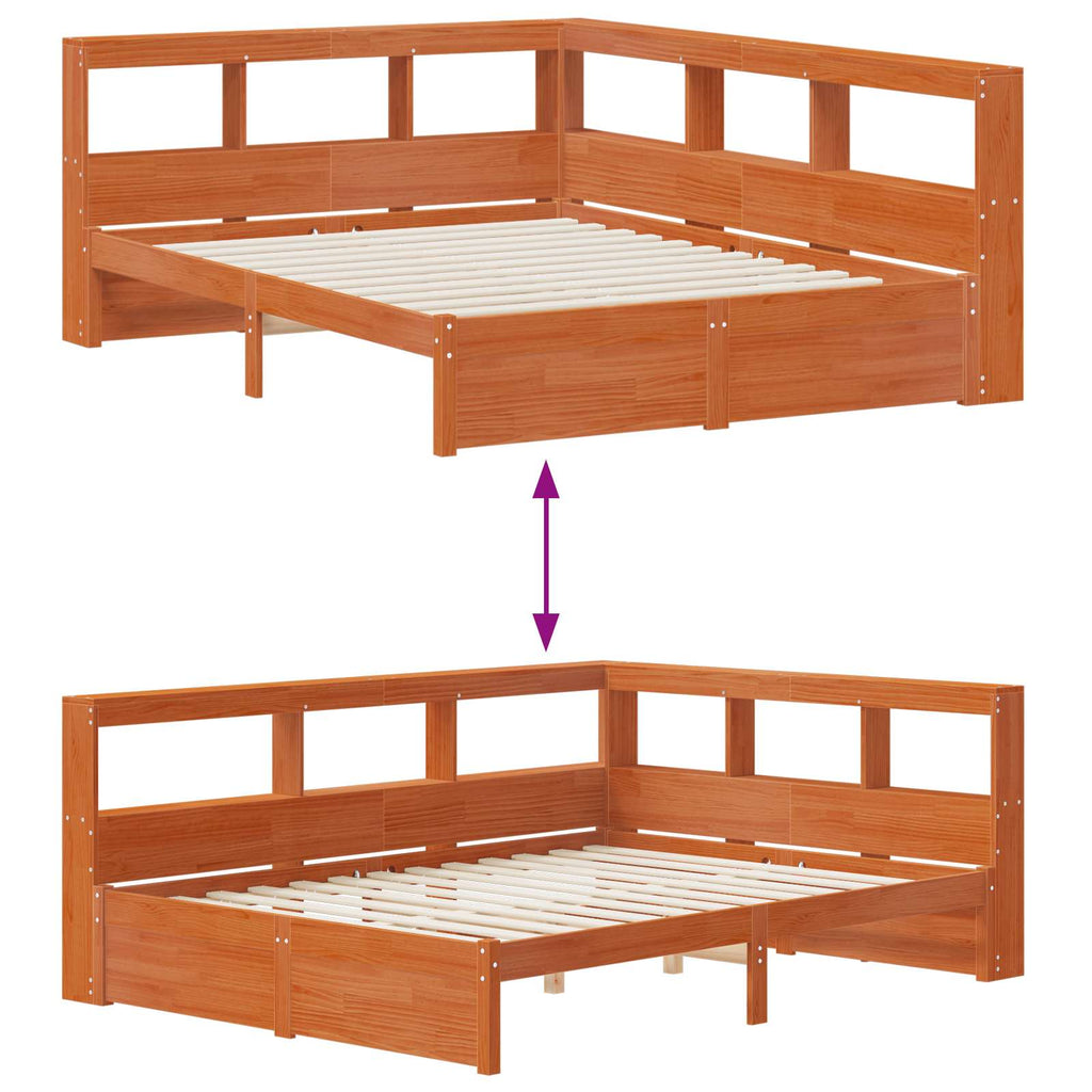 Bücherregal-Bett mit Kopfteil mit Speicher Massivholz Kiefer