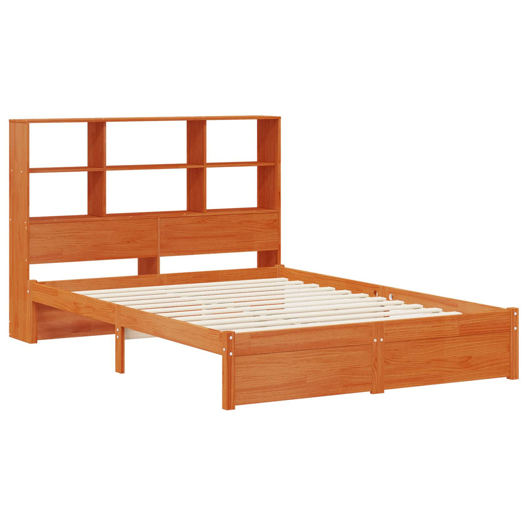 Bettgestell mit Aufbewahrungskopfteil Wachsbraun 140 x 190 cm