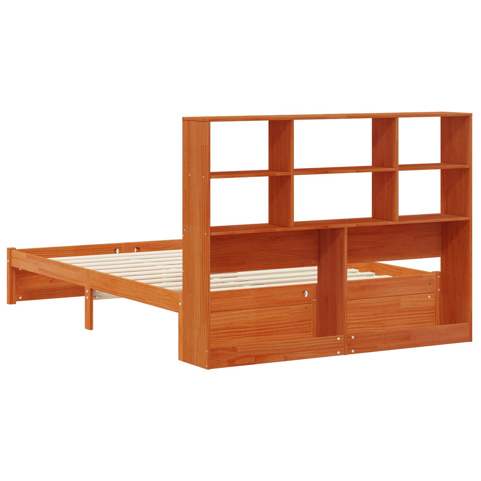 Bettgestell mit Aufbewahrungskopfteil Wachsbraun 140 x 190 cm