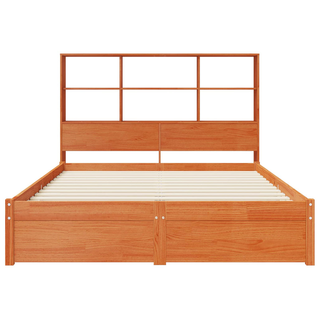 Bettgestell mit Aufbewahrungskopfteil Wachsbraun 140 x 190 cm