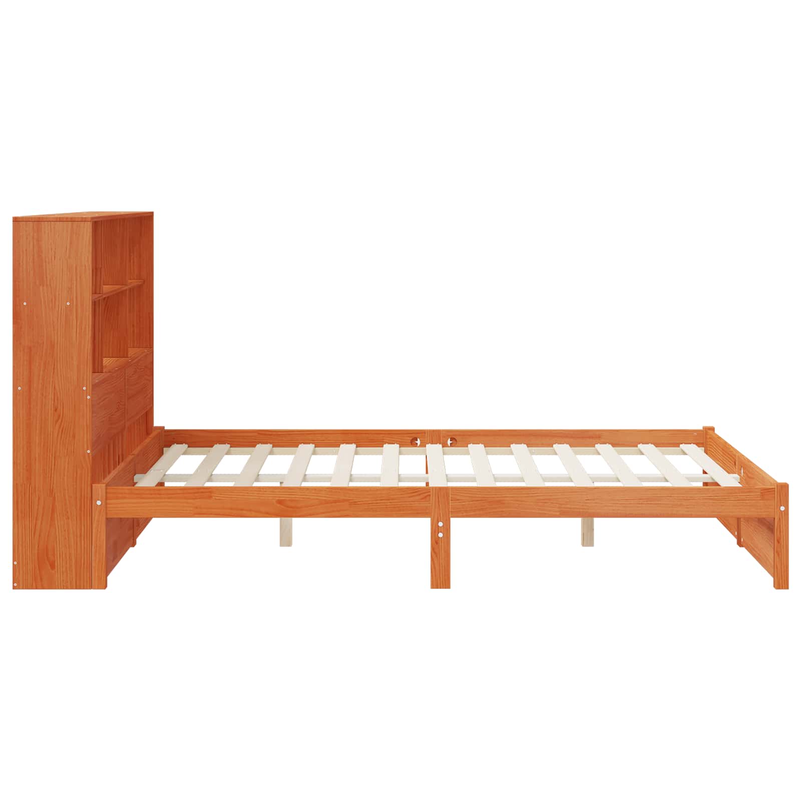 Bettgestell mit Aufbewahrungskopfteil Wachsbraun 140 x 190 cm