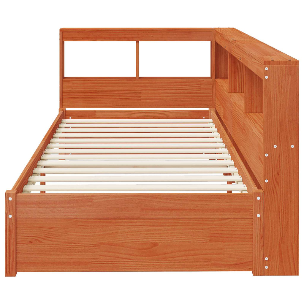 Bücherregal-Bett mit Kopfteil mit Speicher Massivholz Kiefer