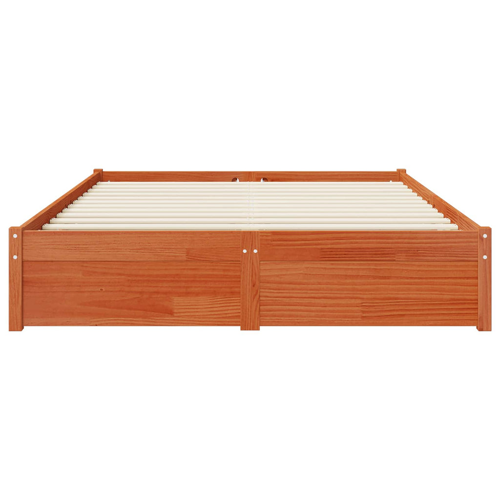 Bettrahmen mit Schubladen Wachsbraun Massivholz Kiefer