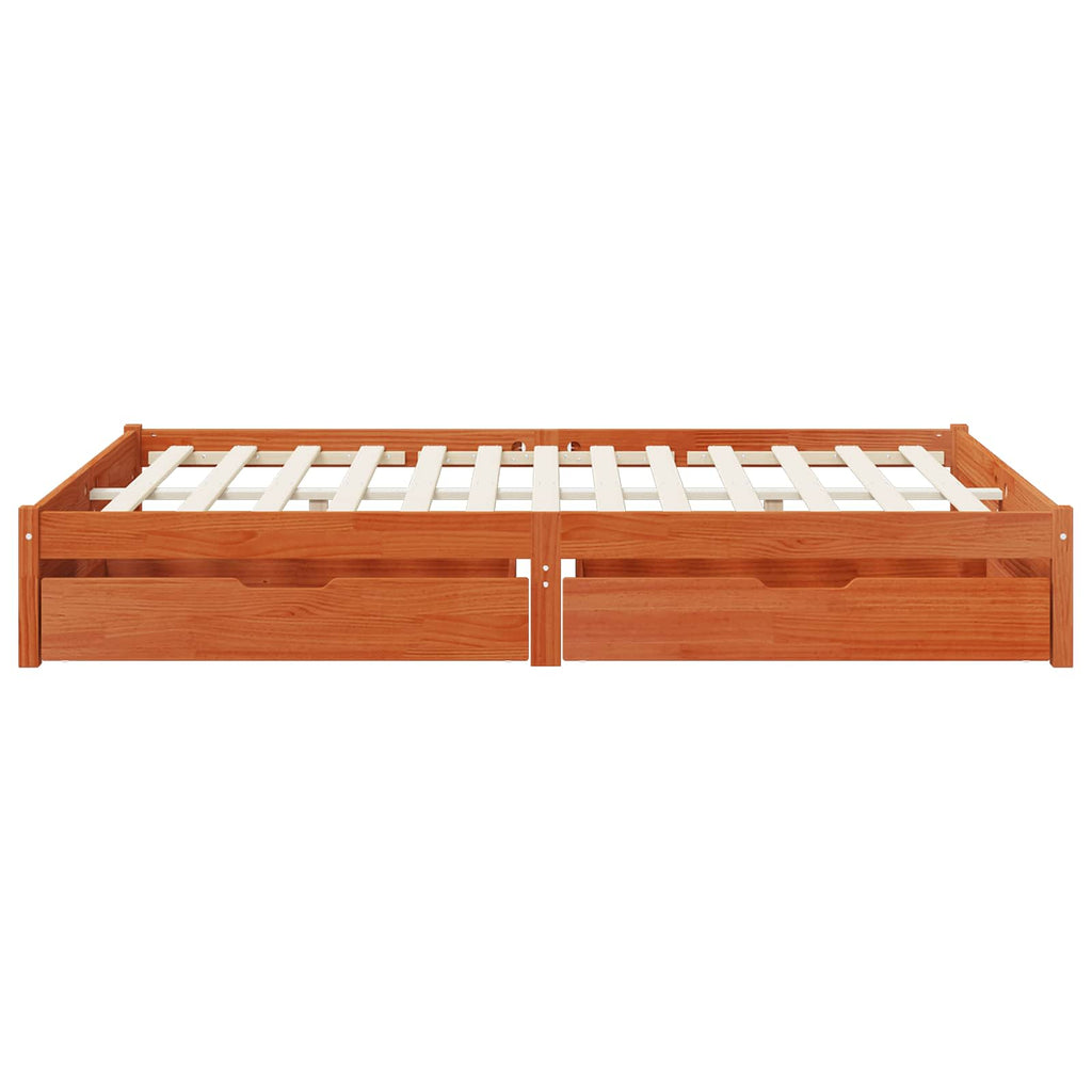 Bettrahmen mit Schubladen Wachsbraun Massivholz Kiefer