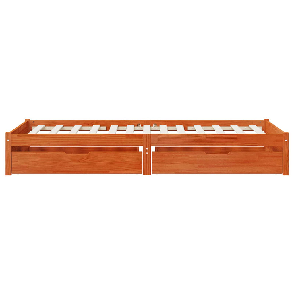 Bettrahmen mit Schubladen Wachsbraun Massivholz Kiefer